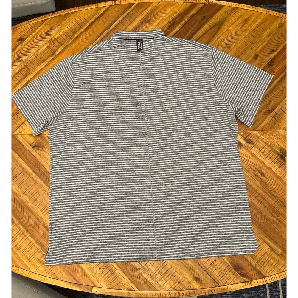 Nike Tiger Woods Dri-FIT Golf Polo Shirt Mens XXL Gray White Striped Performance - Picture 7 of 12